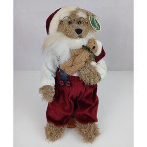The Bearington Collection Kris & Kringle 15" Collectible Plush Bear With Stand